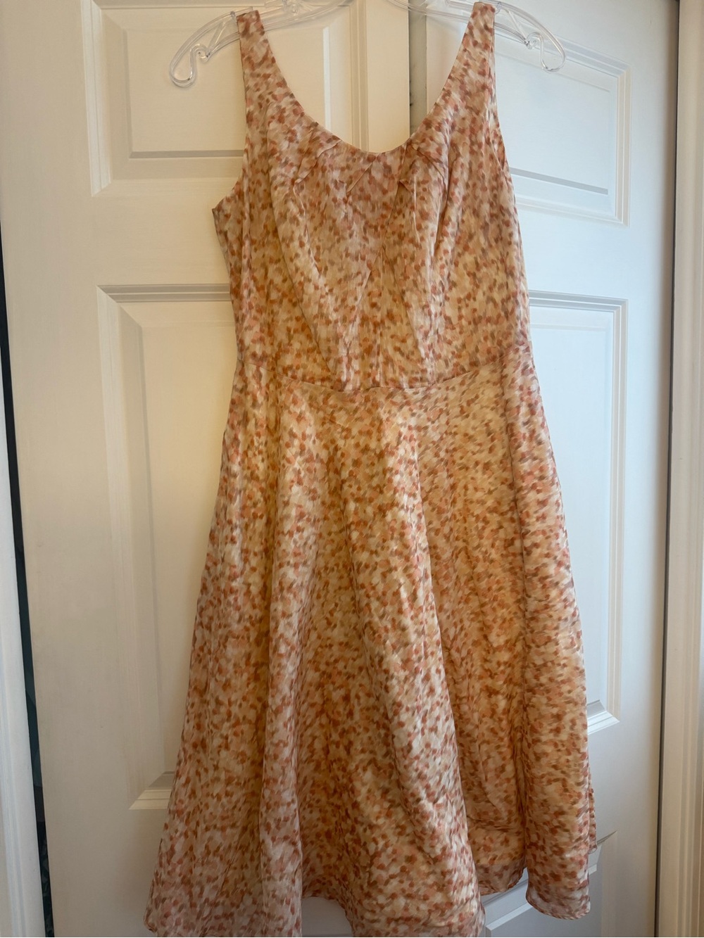 Talbots Peach and Cream Floral Sleeveless Midi Dress